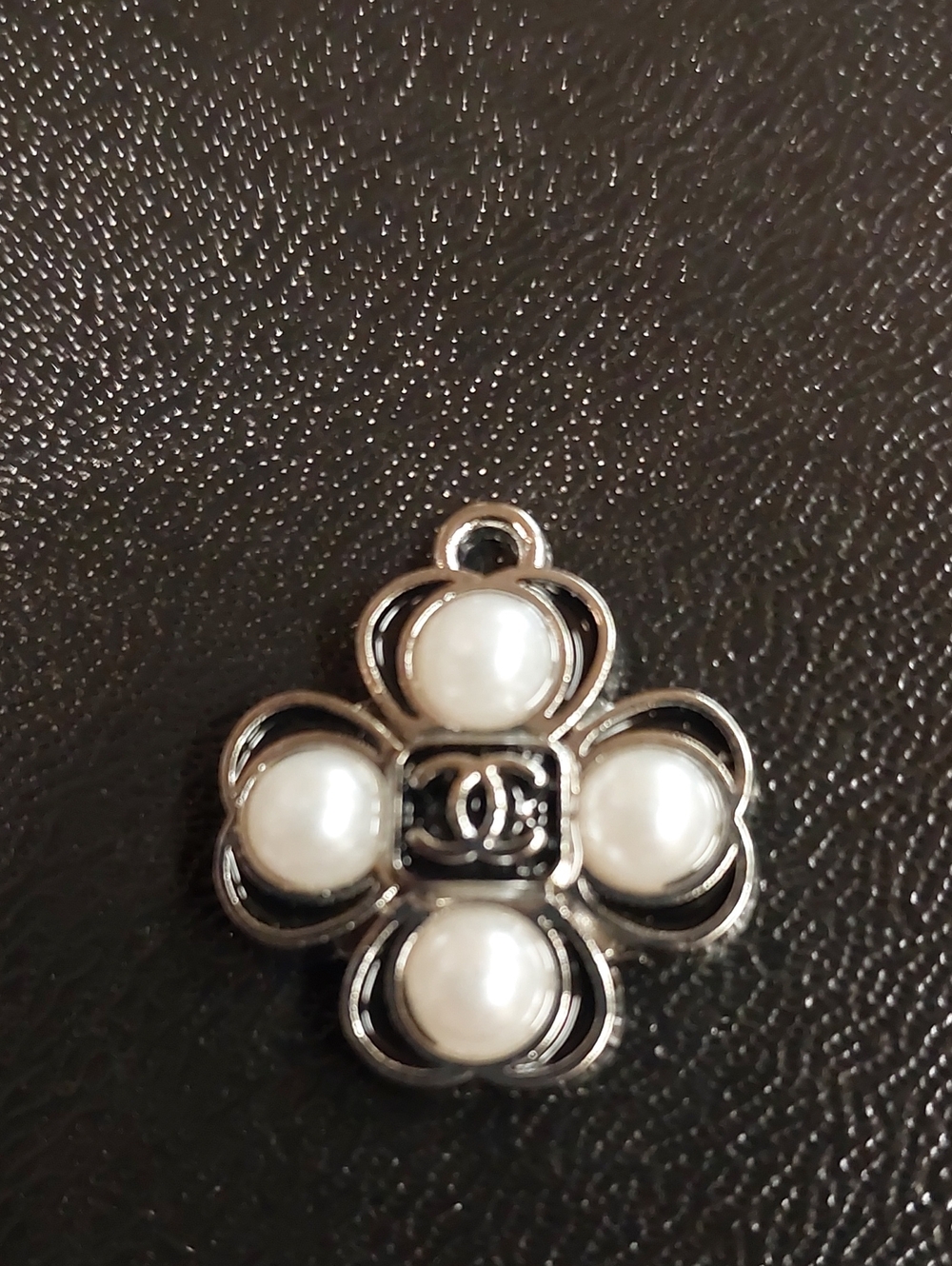 CC Silver-Tone Pearl Clover Charm Pendant